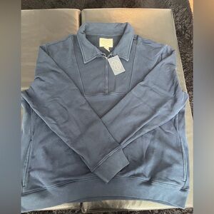 St. John's Bay Navy Blue Quarter Zip Fleece Pullover Men's